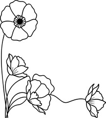 Wall Mural - Poppy floral corner border frame