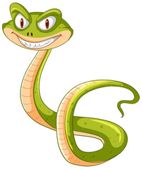 Sticker - Colorful, smiling snake in a playful vector graphic