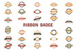 Ribbon Badge Flat Vector Illustration Icon Sticker Set Design Materials