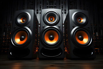 modern stereo audio speakers for listening to music. wideband sound system. professional audio frequency sound