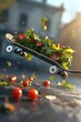 Salad Chopper Skateboarding Through an Isolated Urban Setting with Cinematic Photographic Style and Hyper-Detailed Realism