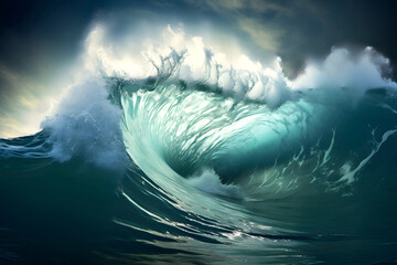 Wall Mural - ocean shore wave closeup. surfing on the sea wave