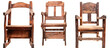 © MDNANNU - Set of  old rustic wooden chairs, isolated on transparent background