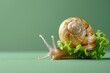 Snail Crawling on Lettuce