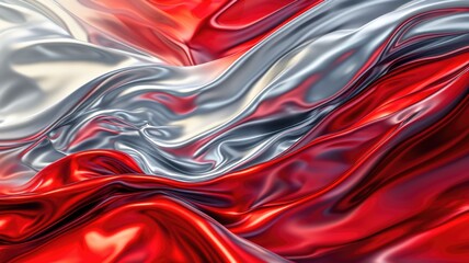 The abstract picture of the two colours of red and silver colours that has been created form of the waving shiny smooth satin fabric that curved and bend around this beauty abstract picture. AIGX01.