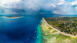 Aerial view of Gili Air and Lombok on a stormy afternoon (Indonesia)