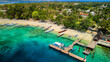 A small harbour and beach on a hot, tropical island (Gili Islands, Indonesia)