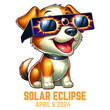 Cute Dog Wearing Eclipse Glasses Illustration .AI Generate