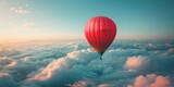 Soaring A Hot Air Balloon Rises Above the Clouds Reaching for New Horizons