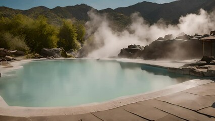 Canvas Print - Amazing hot spring pool in the mountains