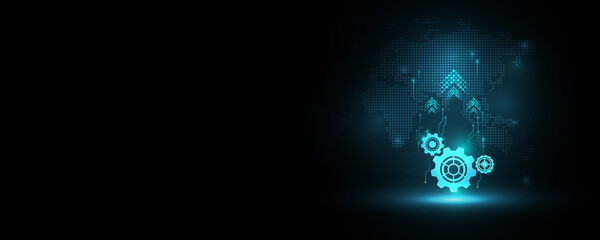 Wall Mural - cog gear network work technology background picture hi-tech