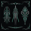© nimaxs - Green Pinstriping motorcycle and car hand drawn vintage design vector