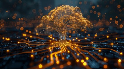 Electronic wood. Information tree concept 