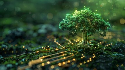Electronic wood. Information tree concept 