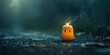 A Lone Candle Character Flickering Amidst Gloomy Pollution Struggling to Stay Lit and Maintain Hope