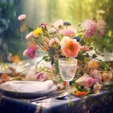 Fototapeta Dziecięca - Abstract Beautiful Garden Table Setting with N...

