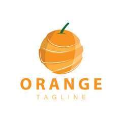 Simple minimalist orange logo garden plant design fresh orange fruit drink illustration template