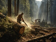 © Ярослав Колташов - cutting down the forest in the morning , created with Generative AI technology