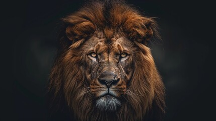 Wall Mural - wild male lion closeup portrait showing strength and power in the wilderness