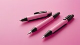 Fototapeta  - Insulin pens on pink background, close up