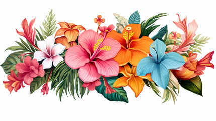 Wall Mural - tropical hand drawn floral illustration for mother's day on white background