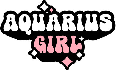 aquarius girl sticker on cute style design for sticker, t-shirt, mug, hoodie, poster & for any merch