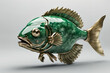 Jade fish figurine. Digital illustration.