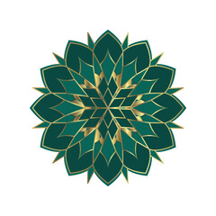 Wall Mural - Islamic Luxury Green Gold Flower Mandala Element Decoration Vector Illustration