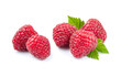 Sweet raspberry with leaves on white  backgrounds