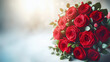 Piękne czerwone róże, baner z miejscem na tekst, tapeta generative ai