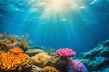 Wall Mural - Photo coral reef in the sea