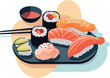 Sushi Delight on a Colorful Plate