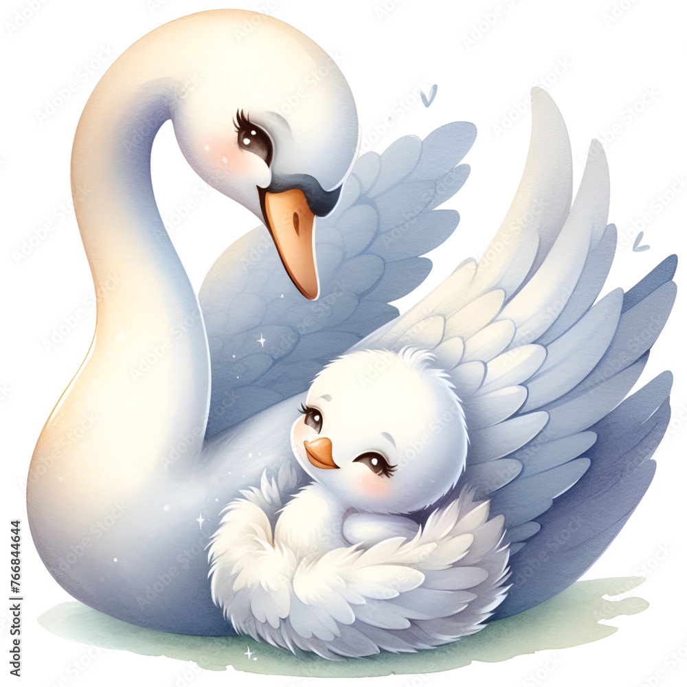 Watercolor Mom and Baby Swan Clipart Mother and Baby PNG Mother's Day ...