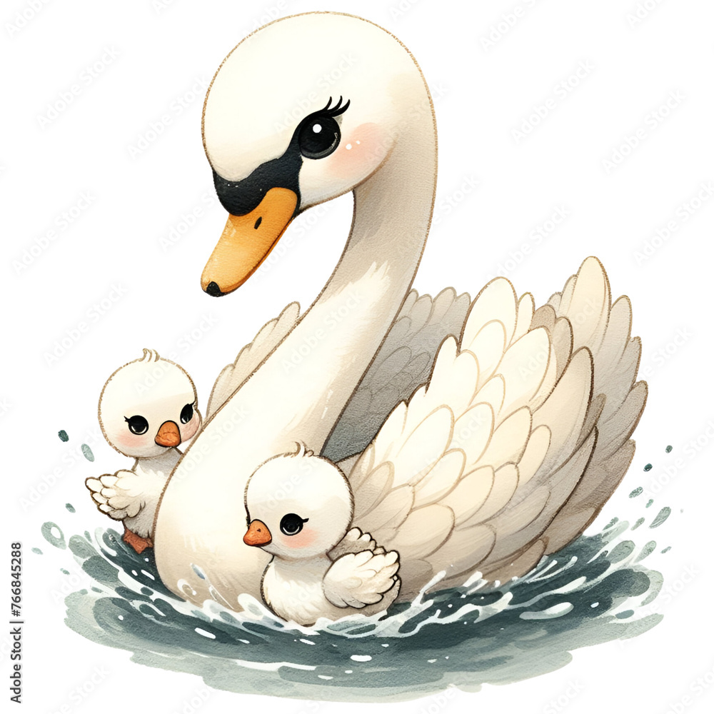 Ilustración de Stock Watercolor Mom and Baby Swan Clipart Mother and ...