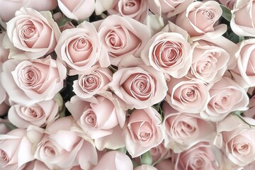  A Large Bouquet of Pale Pink Roses, Arranged in an Aesthetic Pattern, Taken From Above