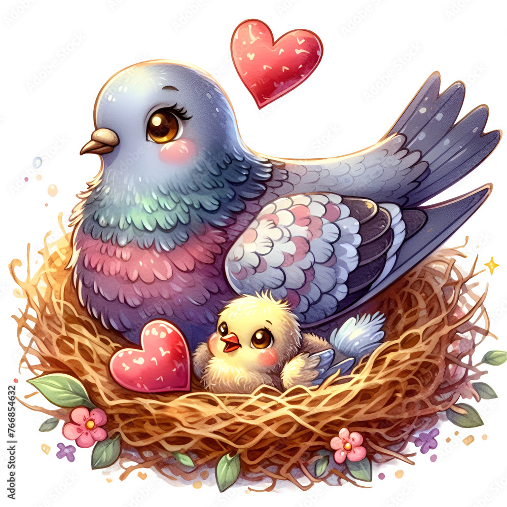 Watercolor Cute Mother And Baby Safari Animals Clipart Mom and Baby PNG ...
