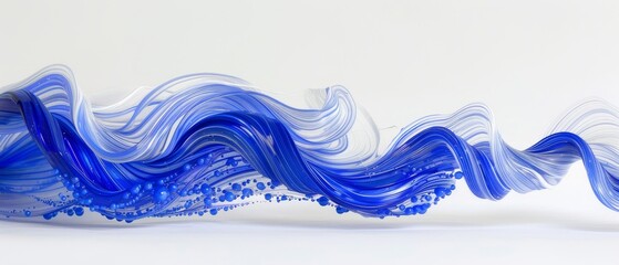 Wall Mural -   Blue and white waves on a white canvas with a white backdrop and wall