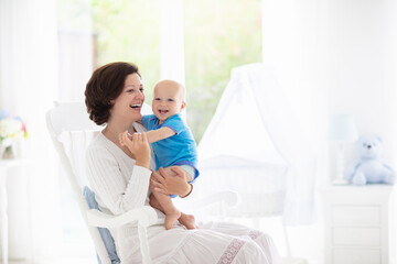 Wall Mural - Mother and baby in bedroom