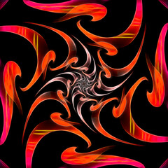 Wall Mural - open spiral in red and orange on a black background in square format