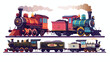 Cartoon Locomotives Clipart flat vector 