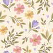 Spring flowers seamless pattern. Great for fabric or wrapping paper.