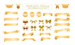 © D.SIGN.R - Realistic shiny gold ribbon banner collection and badge ribbon elements