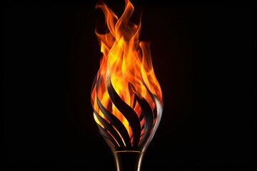 Flaming torch against a dark background