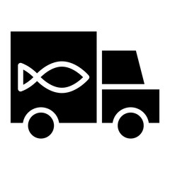 Poster - fish delivery truck glyph 