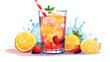 Rendered cold drink fruit digital illustration high 