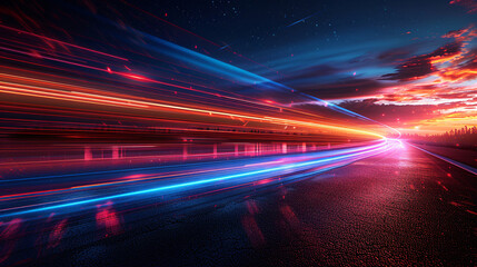 Wall Mural - High speed technology concept background, light abstract background, image of speed movement on the road