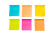 © PhotoFolio Finds - colorful blank sticky notes background. Empty sticky notepad paper copy space collection stuck on wall