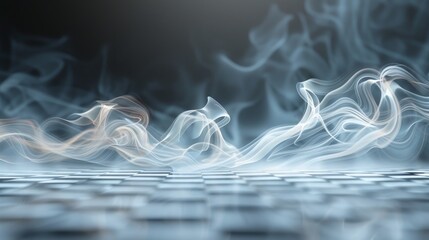 Canvas Print - Isolated on a checkered background is an abstract transparent smoke with hot white steam