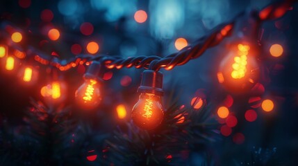 Leinwandbilder - An isolated realistic design element of glowing Christmas lights. Christmas garlands, lights, and Christmas decorations.