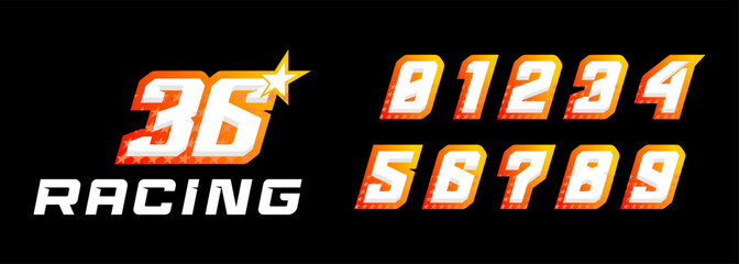 Wall Mural - number 36 logo design for racing, 3d number with stars for racing, sports and trail